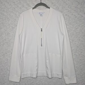 Athleta Off-White Eastbound Half Zip Sweatshirt Top Sz M